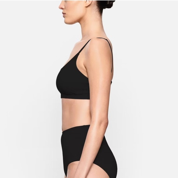 SKIMS Cotton Jersey Scoop Bralette, Soot, NWT, Size L - Picture 2 of 3